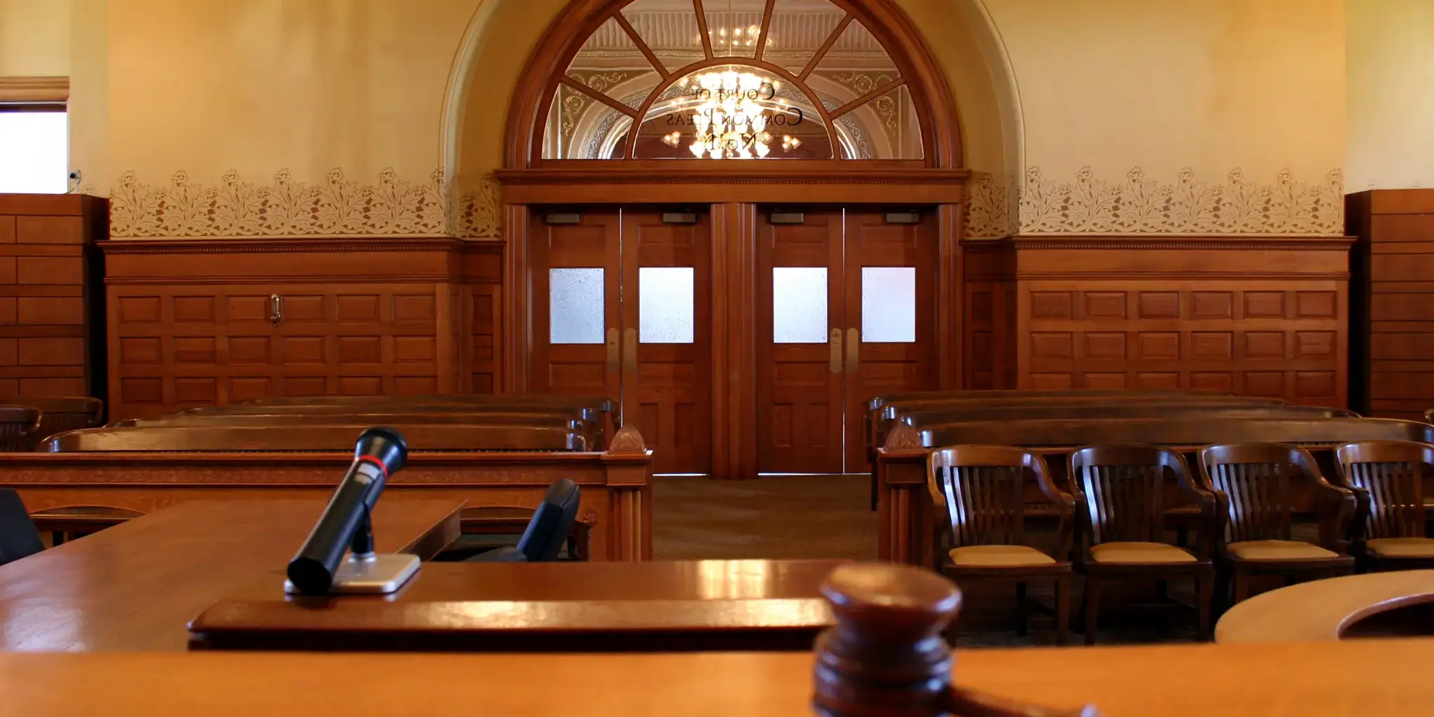A courtroom.